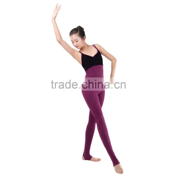 New Velvet Double Straps Stirrup Dance Unitards and Gymnastics Tights Girls photo-3