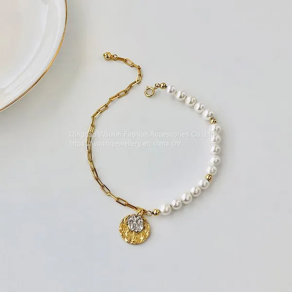 S925 Sterling Silver Asymmetrical Pearl Bracelet photo-2