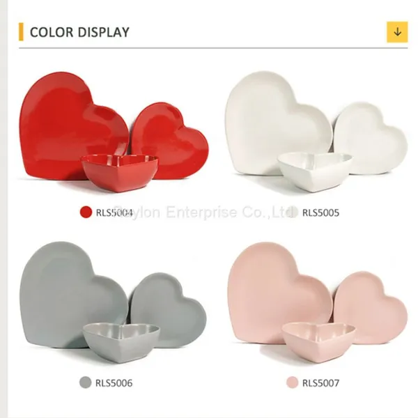 Wholesale Heart Shaped Dinner Set Plates With Bowl photo-5