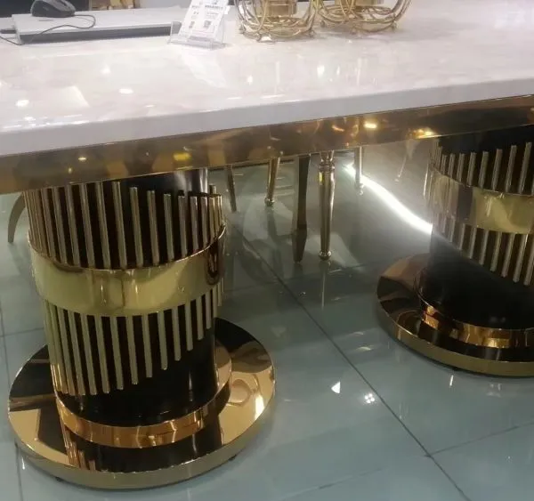 Living Room Furniture Marble Top Gold Stainless Steel Base Legs Stainless Steel Hotel Banquet Dining Table
