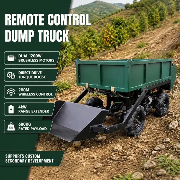All Terrain Remote Control Material Handling Vehicle with Wireless Operation and High Ground Clearance