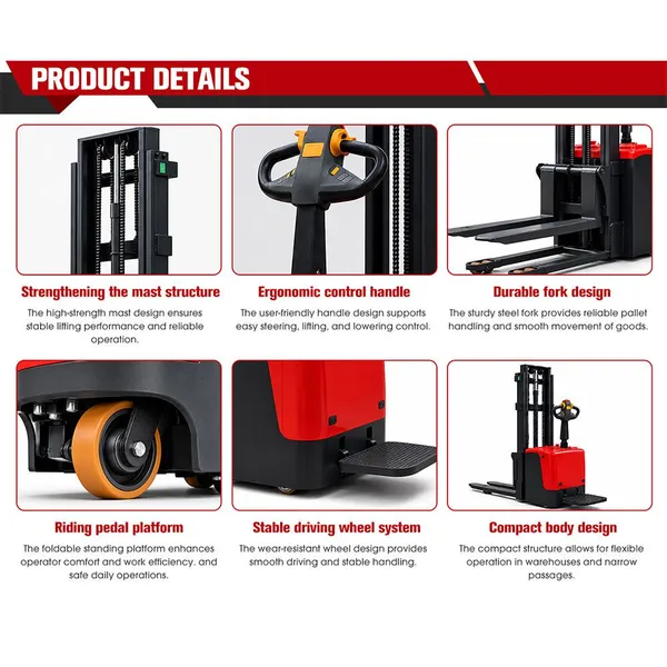 Electric Stacker Truck Pallet Lift Stacker Capacity 1500/2000kg Full Electric Forklift in Warehouse photo-5