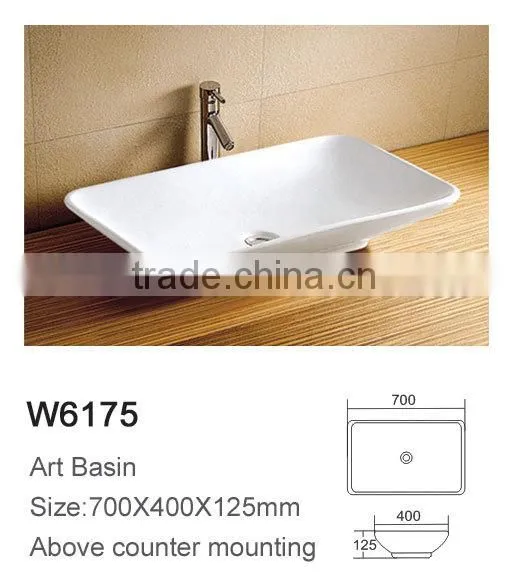 Bathrooms Design Countertop Rectangular White Ceramic Art Basin photo-2