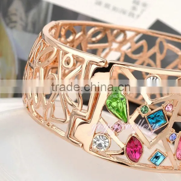 Statement Wholesale Jewellery Colorful Stone 18k Gold Bangle Saudi Arabia Jewelry photo-5