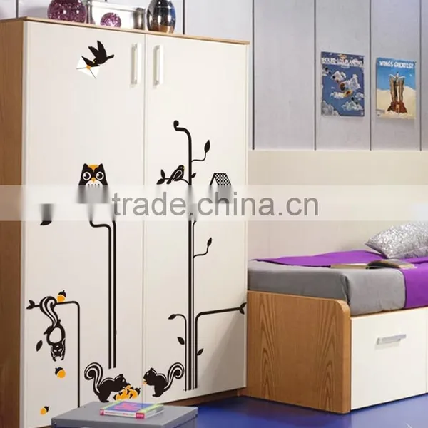 ALFOREVER AY9126 Black Owl Tree Sticker,owl Decals for Home Decoration photo-3