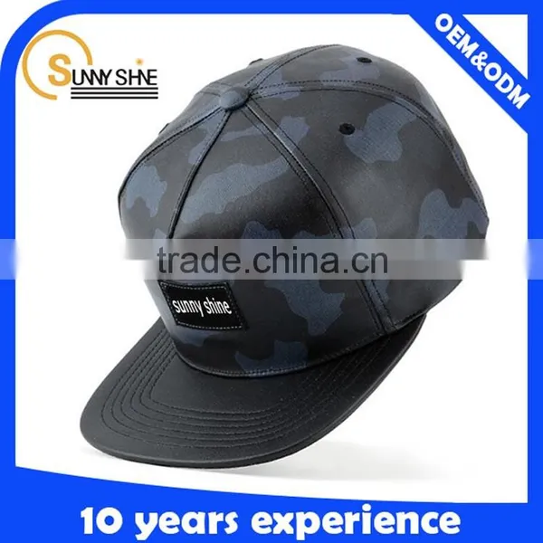 Custom Blank Snapback Cap With Leather Brim Flip Brim Snapback Cap photo-5