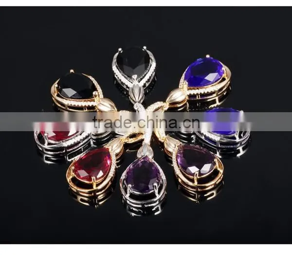 Platinum Plated Copper Zircon Black Stone Pendant photo-5
