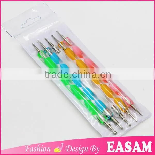 5 PCS 2Way Marbleizing Dotting Manicure Tools Painting Pen Nail Art Paint Pen ES-NDP0009 Quality Choice