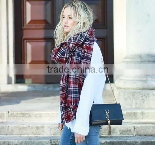Best Selling 2015 Winter Popular Plaid Blanket Custom Scarf photo-2