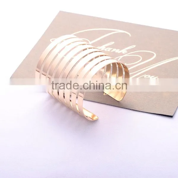 >>>Newest Gold Plated Geometry Hollow Out Metals Bracelet Jewellery Punk Style Plain Cuff Bangles/ photo-4