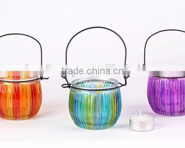 Cheap Hotsale Colorful Glass Vase With Iron Handle for Home Decoration photo-3