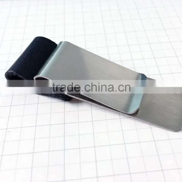 Stainless steel retaining clip with leather pen holder for traveler notebook