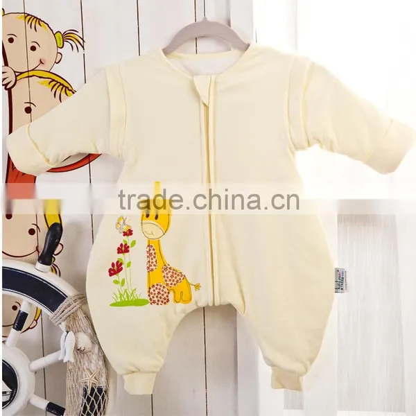 100% Cotton Anti Kicking Infant Child Foot Sleeping Bag Thick Filling for Autumn and Winter Yellow Style photo-4