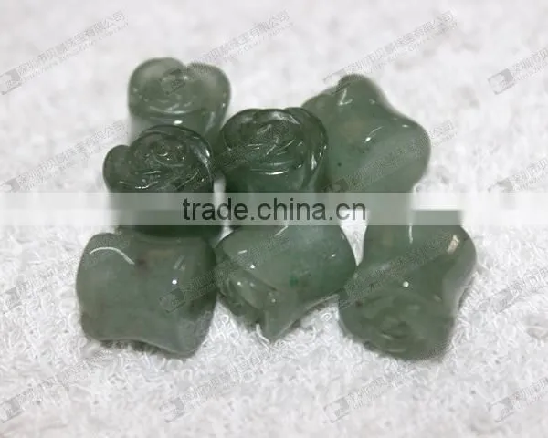 Green Aventurine Ear Piercing Jewelry,stone Carved Flower Ear Plugs photo-3