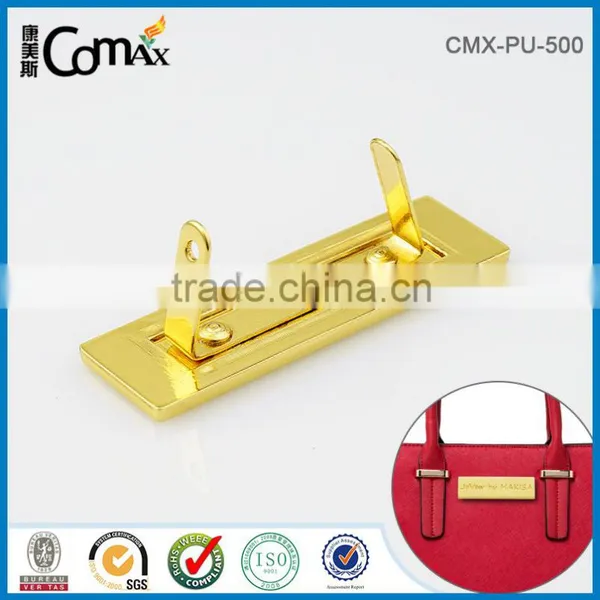 Rectangle Engraved Logo Gold Custom Metal Bag Label photo-3