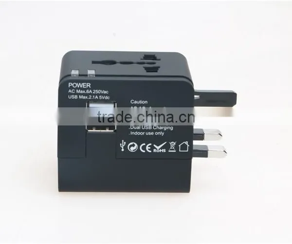 Factory High Quality Universal Travel Adapter With Double USB Charger World Travel Adapter USB Travel Adapter of 1000MA photo-3