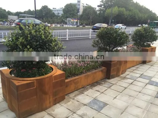 FO-9C53 Square Corten Steel Flower Pot/garden Planter Box photo-3