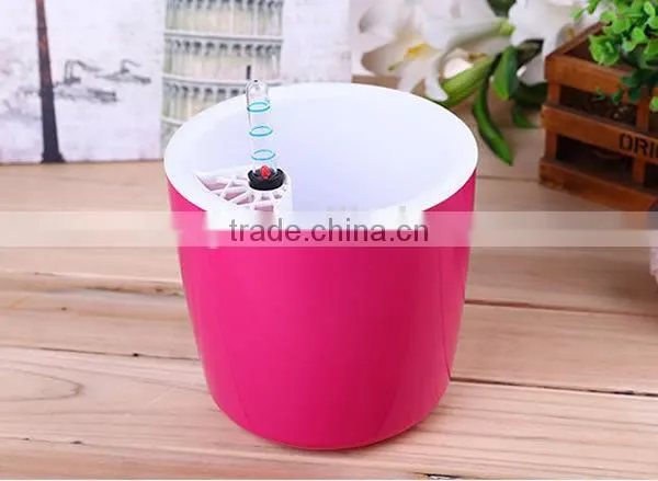 Round Self Watering Planter Flower Pot Home Office Garden Water Level Indicator photo-3
