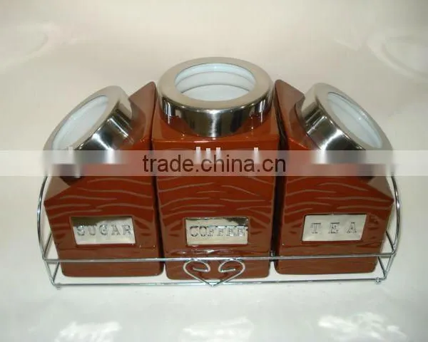 Ceramic Canister With Metal Rack photo-2