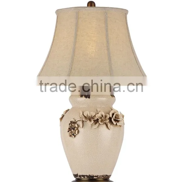 BISINI Luxury Flower Carving Ceramic Table Lamp