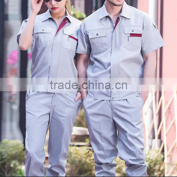 Short-sleeved Navy Blue Work Clothes Factory Workshop Suit photo-2