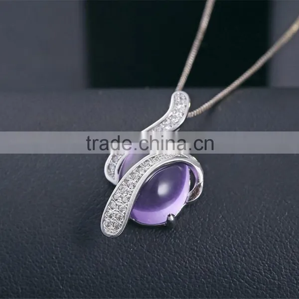 925 Silver Necklace Jewelry for Women Crystal Pendant photo-3