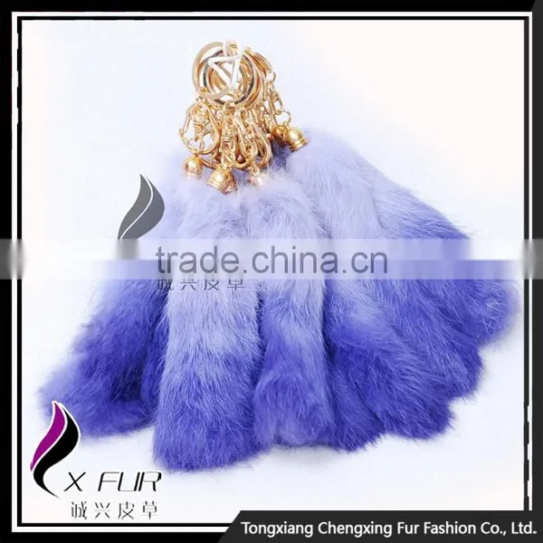 CX-R-39B Good Quality Wholesale Rabbit Fur Metal Custom Keychain Key Ring photo-2