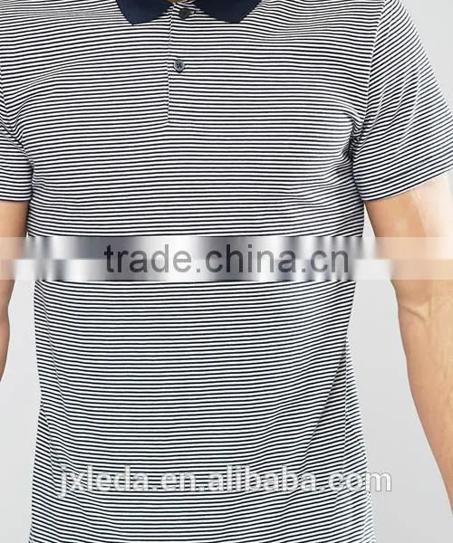 Latest Design Stripe Jersey 100% Cotton Men Polo Shirt OEM/ODM Service photo-3