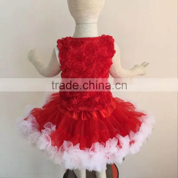Newset Stylish Baby Fairy 3pcs Pettiskirt In Set Red Rose Vest With White Top Matching Red Adjustable Waist Pettiskirt In Set photo-2