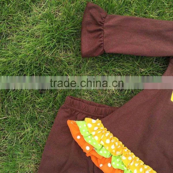 2T-7 New Baby Girls Thanks Giving Pant Outfits Turkey Boutique Outfits Matching Hair Bows and Chunky Necklace Set photo-5