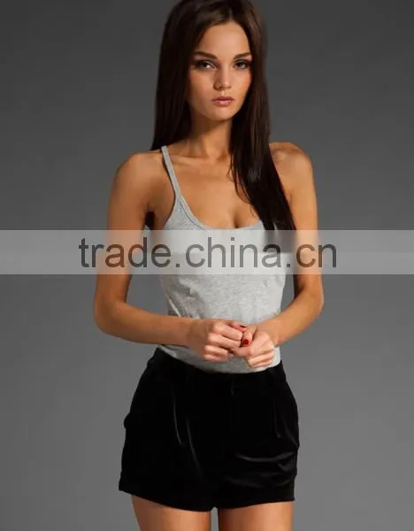 Women's Grey Low Cut Yoga Tank Tops