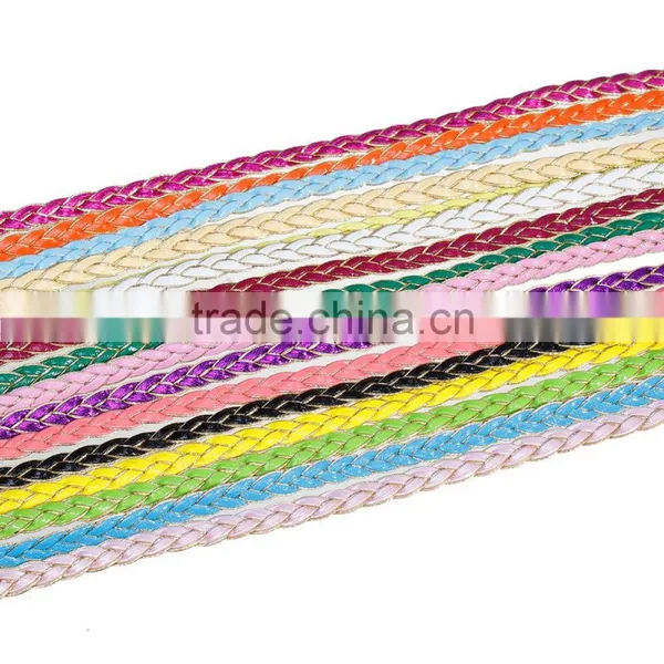 Blue Golden Braiding PU Leather Cord for Girls photo-2
