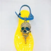 PVC Fancy Design Skull Ladies Sandals Open-toed Durable Flat Sandals