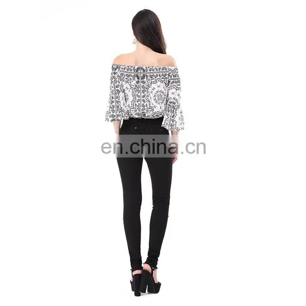 2018 Printing Flower Light Weight Wholesale Ladies Tops photo-2