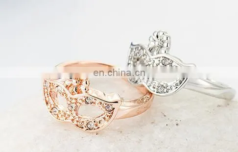 Korean Version of the High-quality Fashion Mask Gilded Gold Crystal Ring Tail Ring Girl Gift Ring photo-5