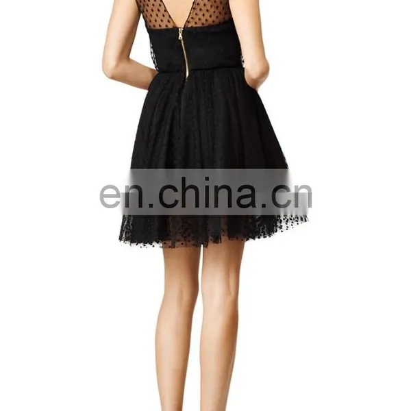 Design Sleeveless Black Tulle Classy and Flirty Ladies Party Dress 2016 photo-3