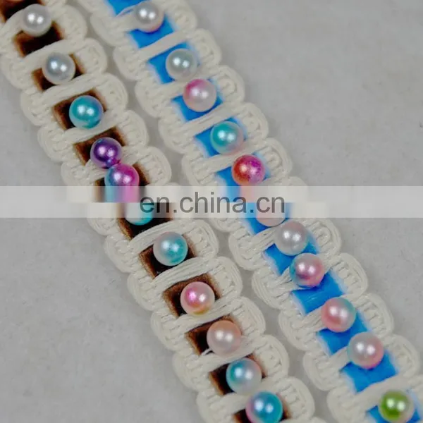 2018 New Arrival Beaded Rainbow Pearl Velvet Trim Designs for Dresses photo-4