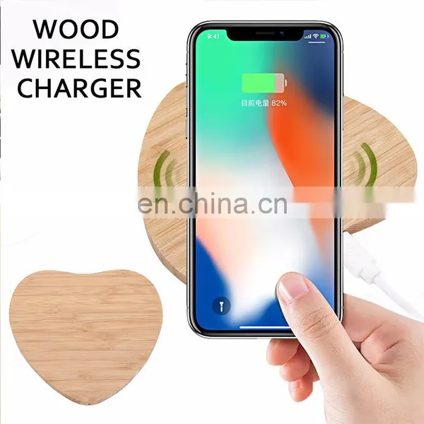 Wireless Charger 2019 Trendy Product Wireless Charger Phone Charging Station for IPhone Round Wooden Wireless Charger photo-5