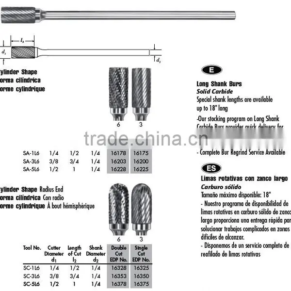 Tungsten Carbide Rotary Burr With Long Shank photo-2
