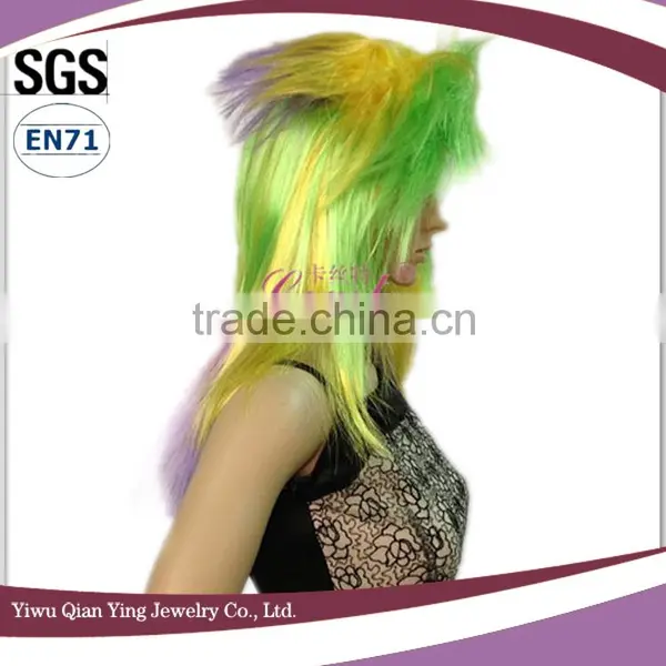 Long Straight Synthetic Multi Color Mixed Punk Wigs photo-2
