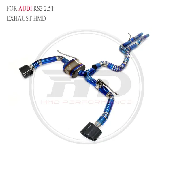 HMD Titanium Alloy Exhaust Catback for AUDI R8 V10/RS3 8Y Auto Replacement Modification Electronic Valve Baked Blue WhatsApp+86 18946955156 photo-5