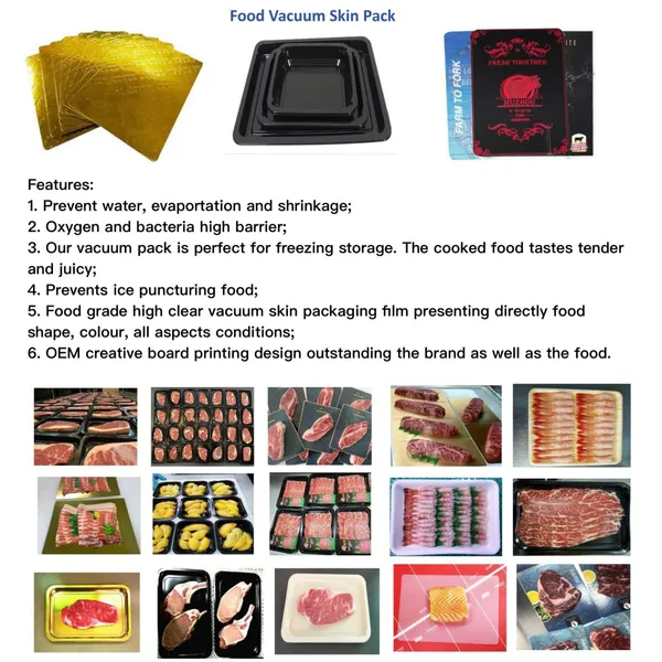 Quality Waterproof Food Grade Skin Pack Board and Film Factory for Fresh Seafood, Meat and Vegetables