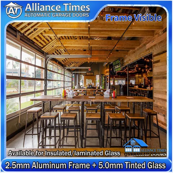 Aluminum Frame Black Transparent Clear Tempered Glass Panels Sectional Garage Doors photo-4