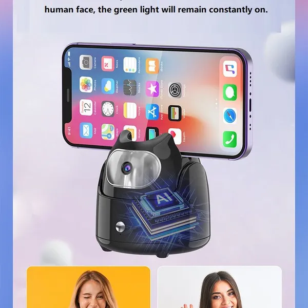 Auto Face Tracking Stand Gimbal Stabilizer Camera AI Tripod Selfie Stick Phone Shooting Face Remote 360 Degree Rotation Phone Holder photo-3