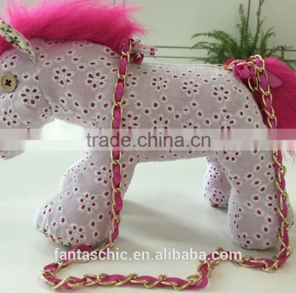2016 Hot Sale Sprinting Embroidered Standing Stuffed Plush Toy Horse With a Bag photo-5