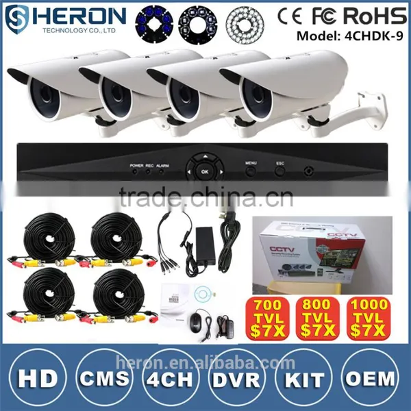 4/8/16ch HD 1000TVL H.264 P2P A Key Internet DVR KITs Security Cctv Camera System photo-3