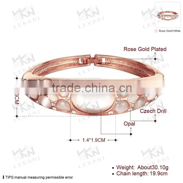 Fashion 18K Gold Plated Metal Opal Gemstone Cuff Bracelet photo-3