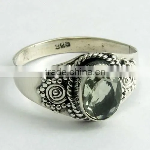Sleeping Beauty Green Amethyst 925 Sterling Silver Ring