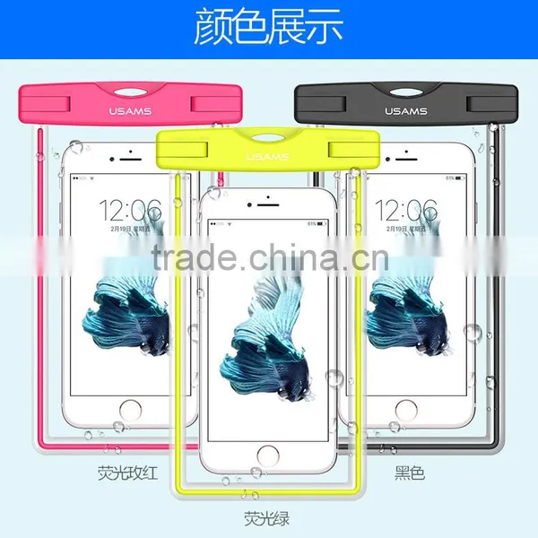 USAMS High Quality TPU Glitter Waterproof Bag For Mobile Phone Below 5.5 Inch 20M IPX8 Waterproof Bag With Armlet and Strap photo-5