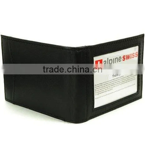 New Black Mens Promotion Bifold Genuine Leather Money Clip Wallet photo-3
